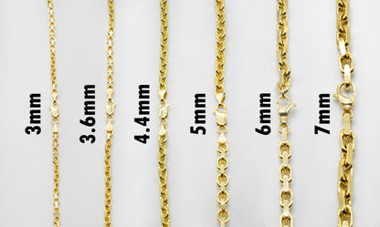 5mm Solid Gold Cable Link Necklace Solid Gold Cable Style Chains