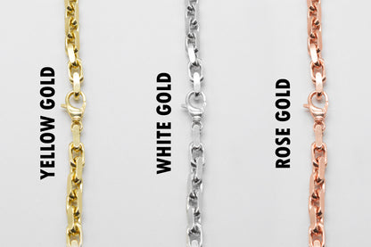 3.6mm Solid Gold Cable Link Necklace Solid Gold Cable Style Chains