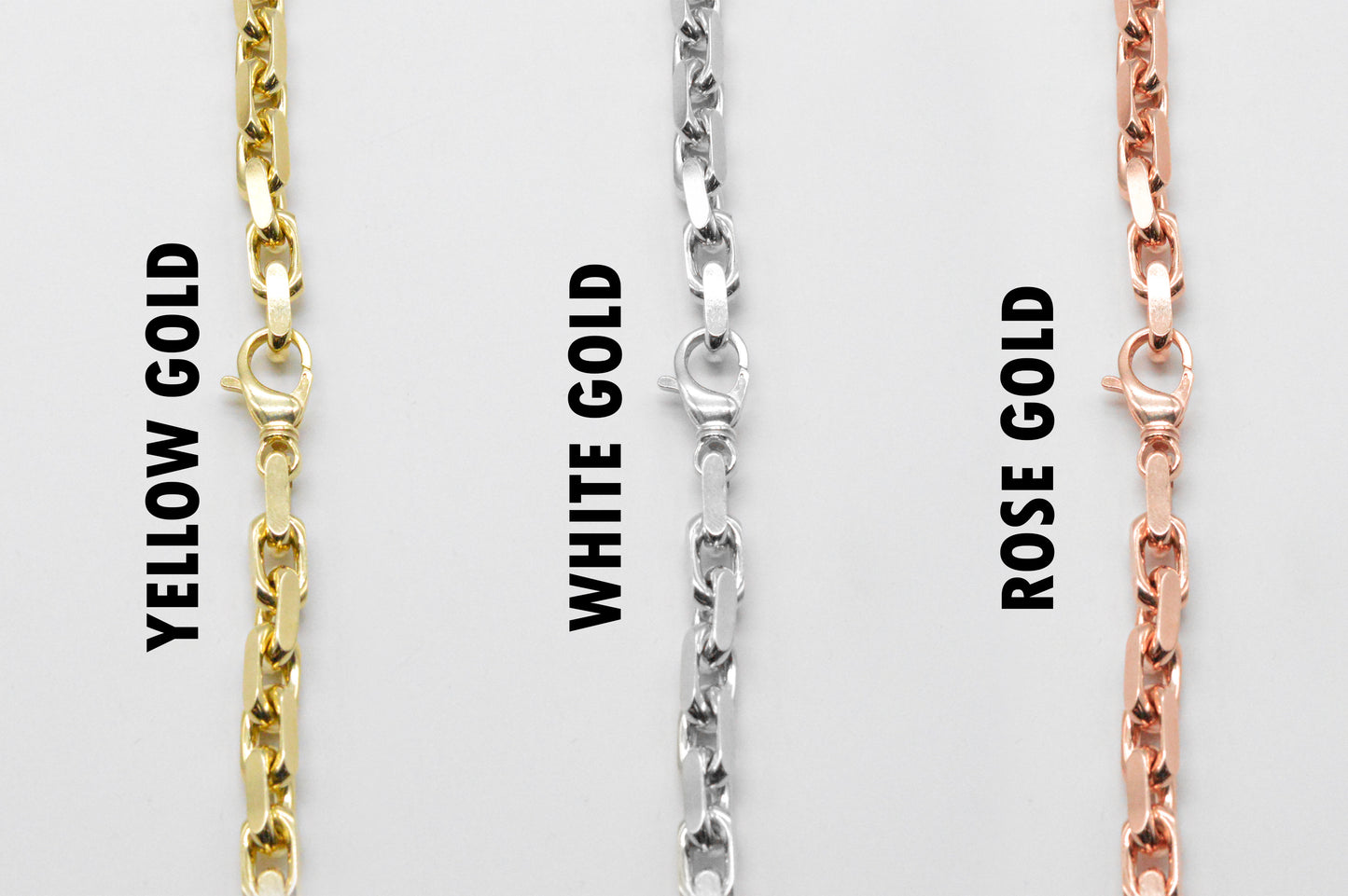 5mm Solid Gold Cable Link Necklace Solid Gold Cable Style Chains