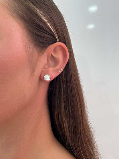 3 CTTW Round Lab Diamond Bezel Studs 14K Yellow Gold