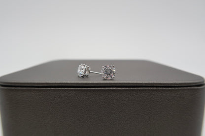 2 CTTW Round Lab Diamond Studs 14K White Gold (F VS1)