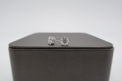 3 CTTW Round Lab Diamond Studs 14K White Gold (F VS1 & IGI Certified)
