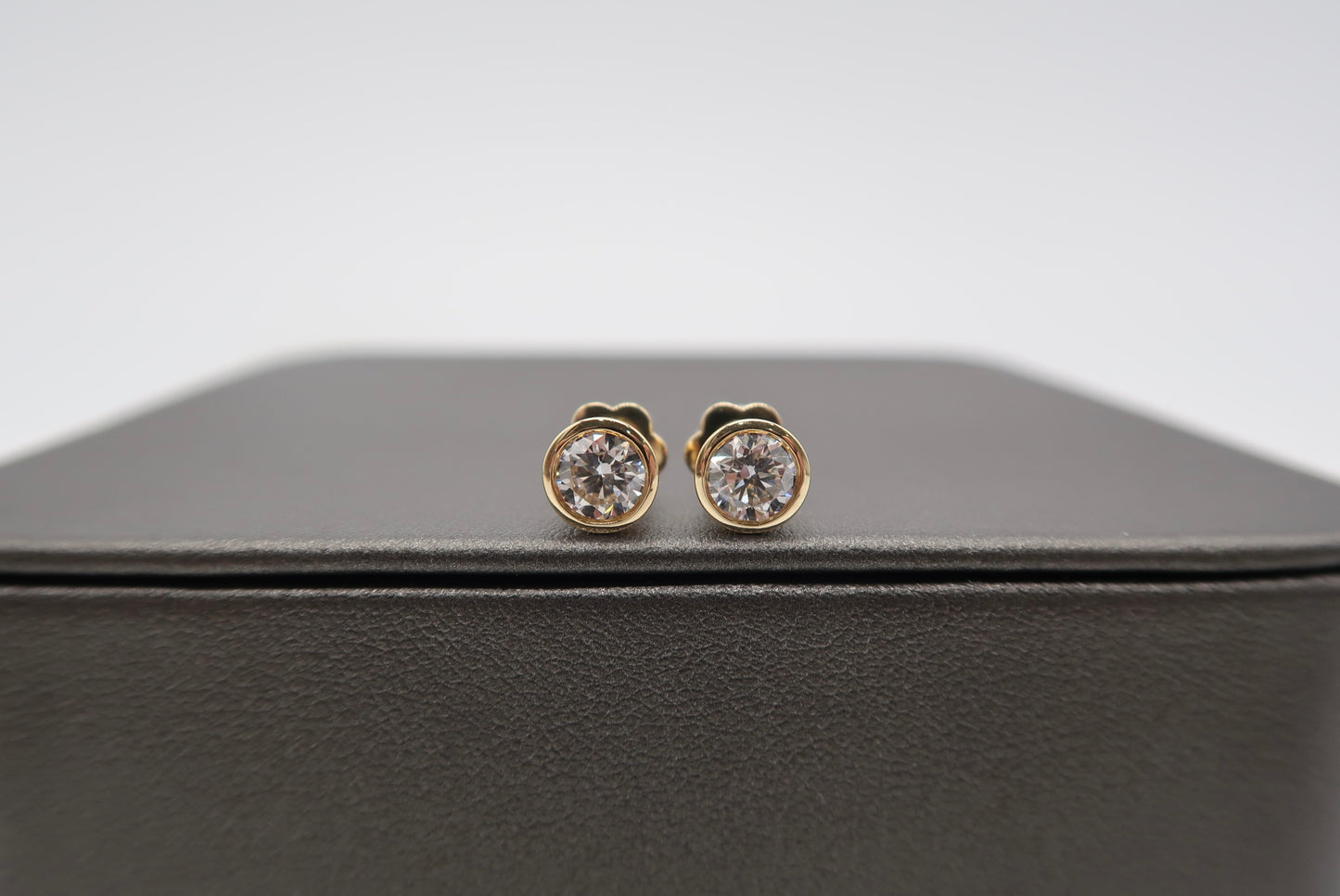 1.5 CTTW Round Lab Diamond Bezel Studs 14K Yellow Gold