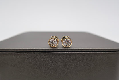 1.5 CTTW Round Lab Diamond Bezel Studs 14K Yellow Gold