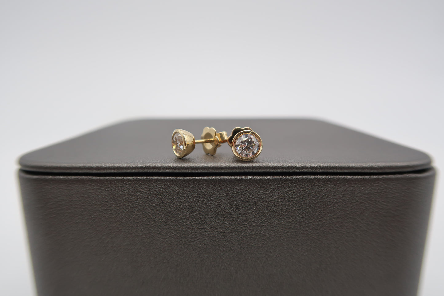1.5 CTTW Round Lab Diamond Bezel Studs 14K Yellow Gold