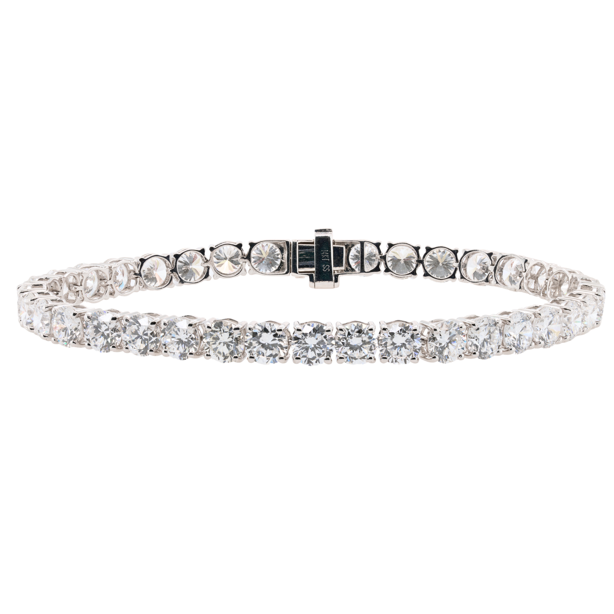 16.09 CTTW Round Lab-Grown Diamond Tennis Bracelet in 14K White Gold, 7"