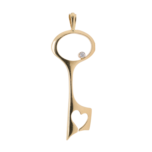 0.1 CTTW Round Natural Diamond Pendant in 14K Yellow Gold
