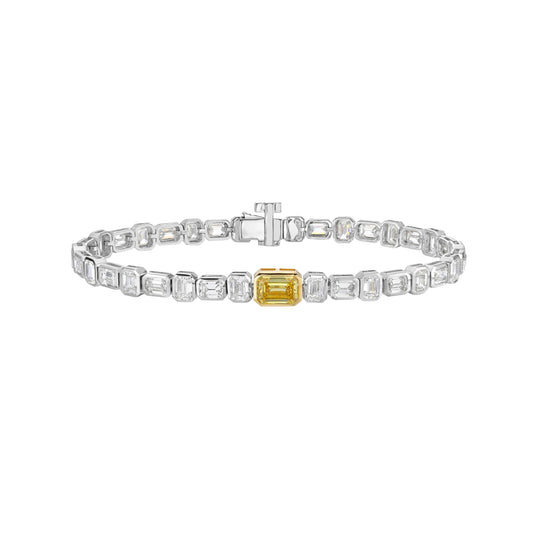 7.72 CTTW Emerald Lab Grown Diamond Station Line Tennis Bracelet (VS1 Clarity)