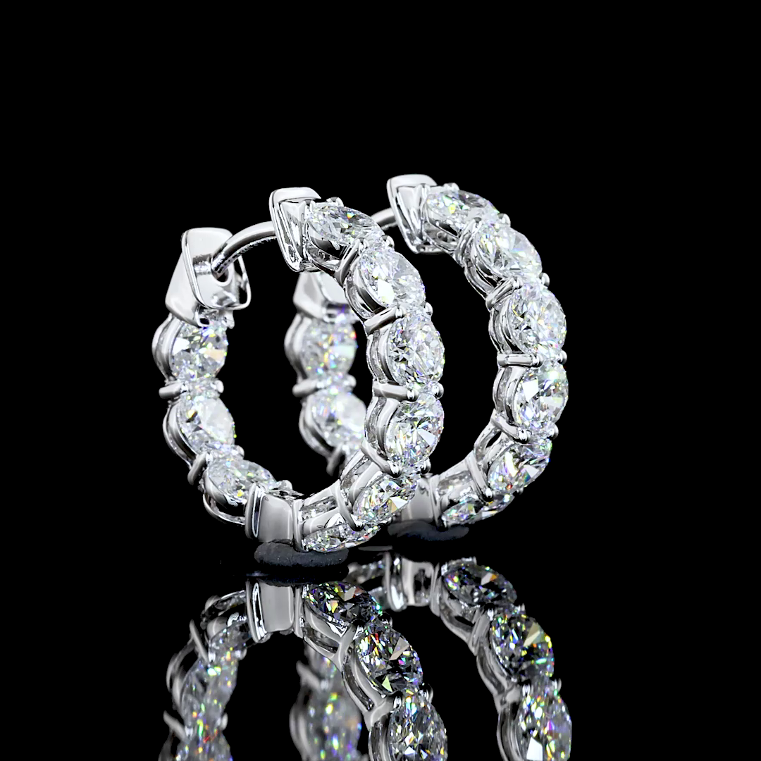 1.95 CTTW Round Lab Diamond Huggies Earring 14.5mm 14k White Gold (E Color and VS Clarity)
