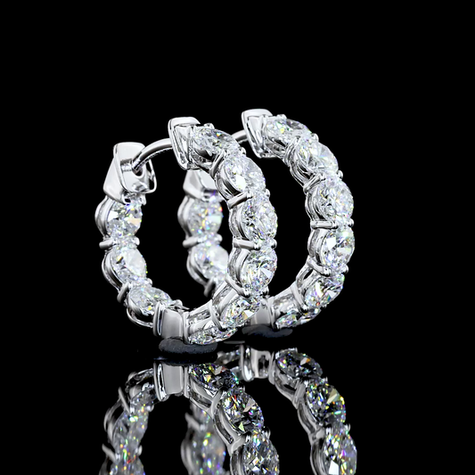1.95 CTTW Round Lab Diamond Huggies Earring 14.5mm 14k White Gold (E Color and VS Clarity)
