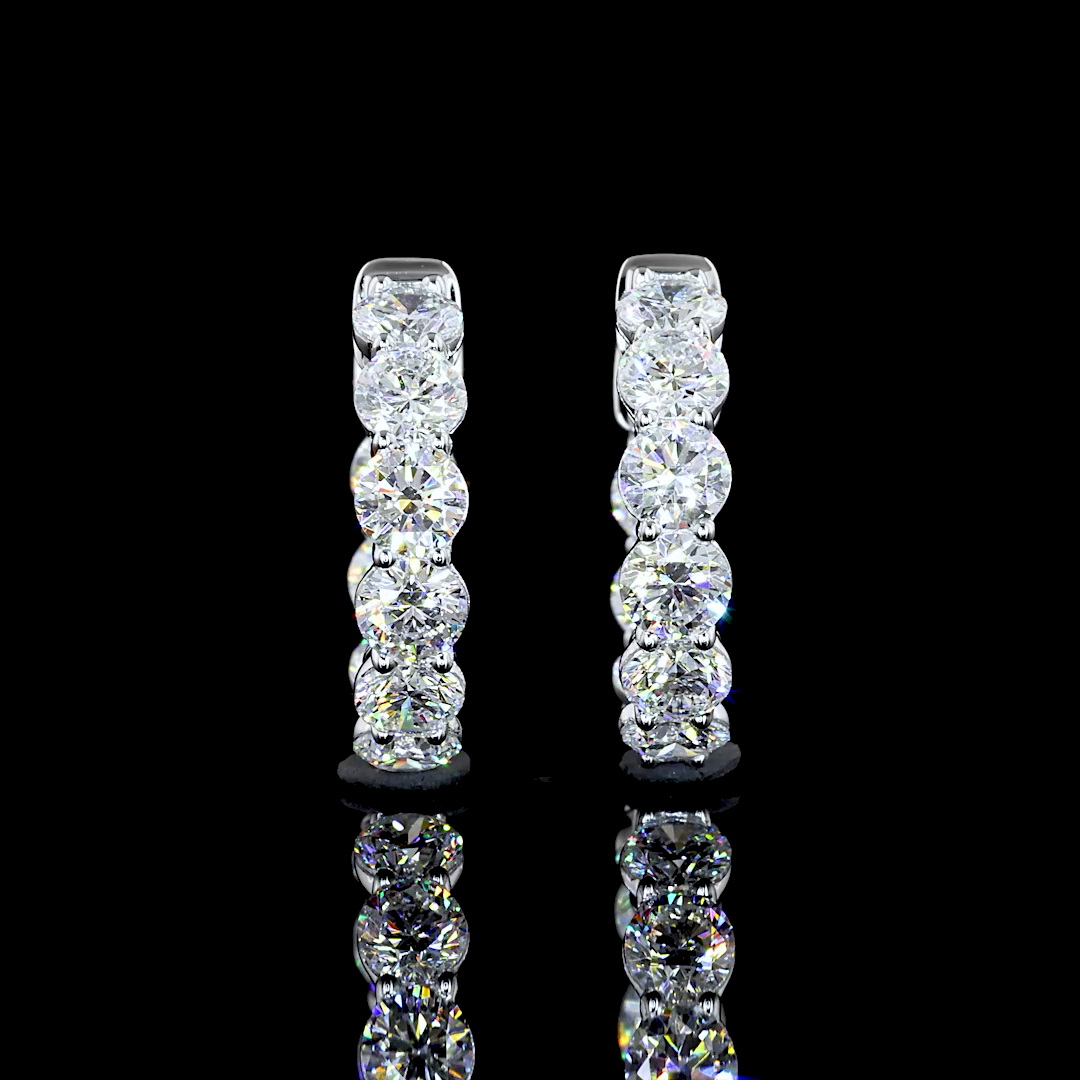 1.95 CTTW Round Lab Diamond Huggies Earring 14.5mm 14k White Gold (E Color and VS Clarity)