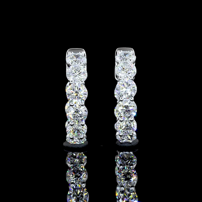 1.95 CTTW Round Lab Diamond Huggies Earring 14.5mm 14k White Gold (E Color and VS Clarity)