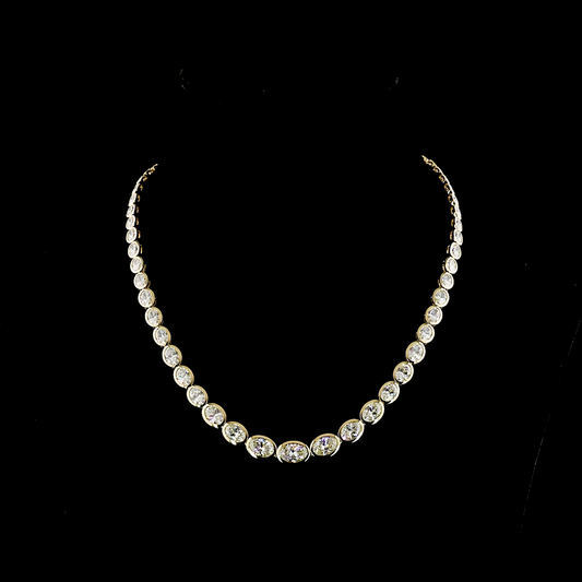 20.87 CTTW Oval Lab Diamond Riviera Necklace (E/F Color and VS/VVS2 Clarity)