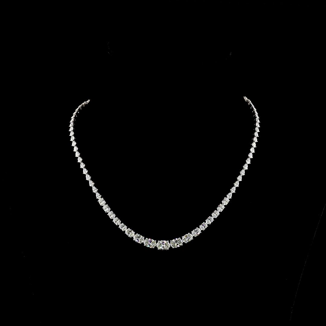 12.33 CTTW Oval Lab Diamond Riviera Necklace (E Color and VS Clarity)