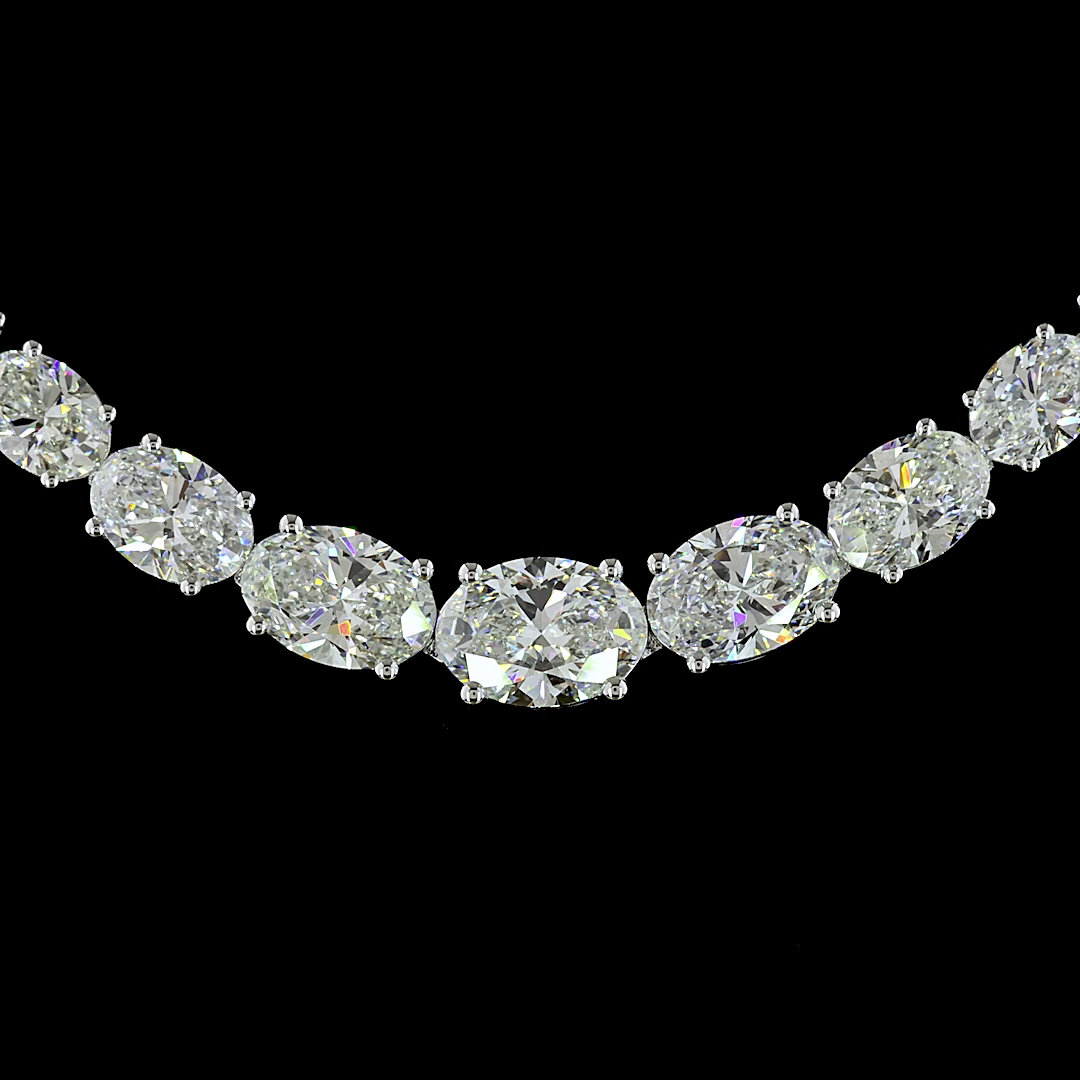 12.33 CTTW Oval Lab Diamond Riviera Necklace (E Color and VS Clarity)