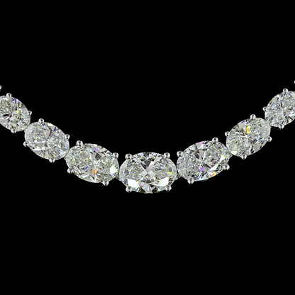 12.33 CTTW Oval Lab Diamond Riviera Necklace (E Color and VS Clarity)