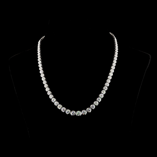 24.36 CTTW Round Lab Diamond Riviera Necklace 18" 14k White Gold F Color and VS2 Clarity jewelry-spot-usa
