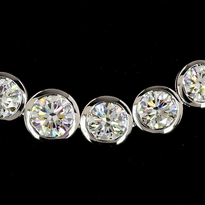 24.36 CTTW Round Lab Diamond Riviera Necklace 18" 14k White Gold F Color and VS2 Clarity jewelry-spot-usa
