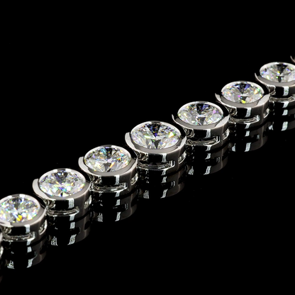 24.36 CTTW Round Lab Diamond Riviera Necklace 18" 14k White Gold F Color and VS2 Clarity jewelry-spot-usa