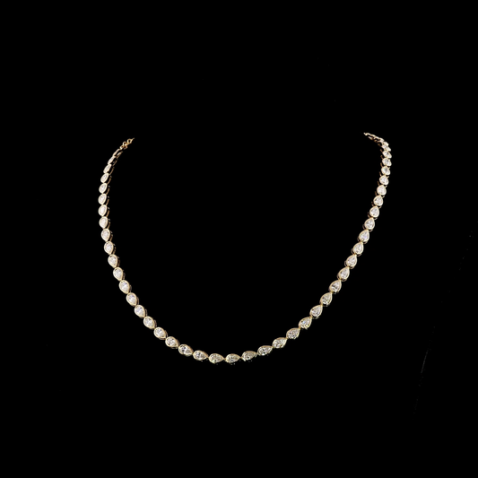 14k Yellow Gold Lab Diamond Pear 11.86 CTTW Tennis Necklace 18" E VS1 jewelry-spot-usa