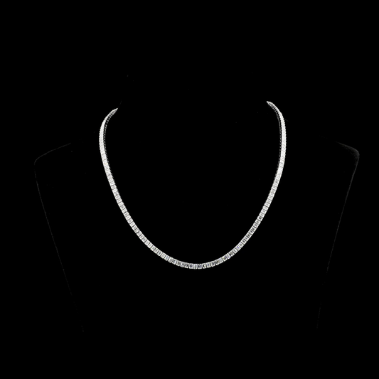 14.40 CTTW Emerald Lab Diamond Tennis Necklace 18" 14k White Gold F Color and VS2 Clarity jewelry-spot-usa