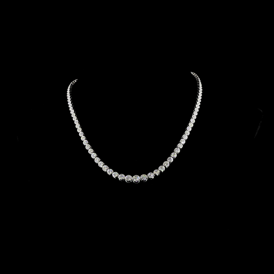 12.07 CTTW Round Lab Diamond Riviera Necklace 16" 14k White Gold E Color and VS1 Clarity jewelry-spot-usa