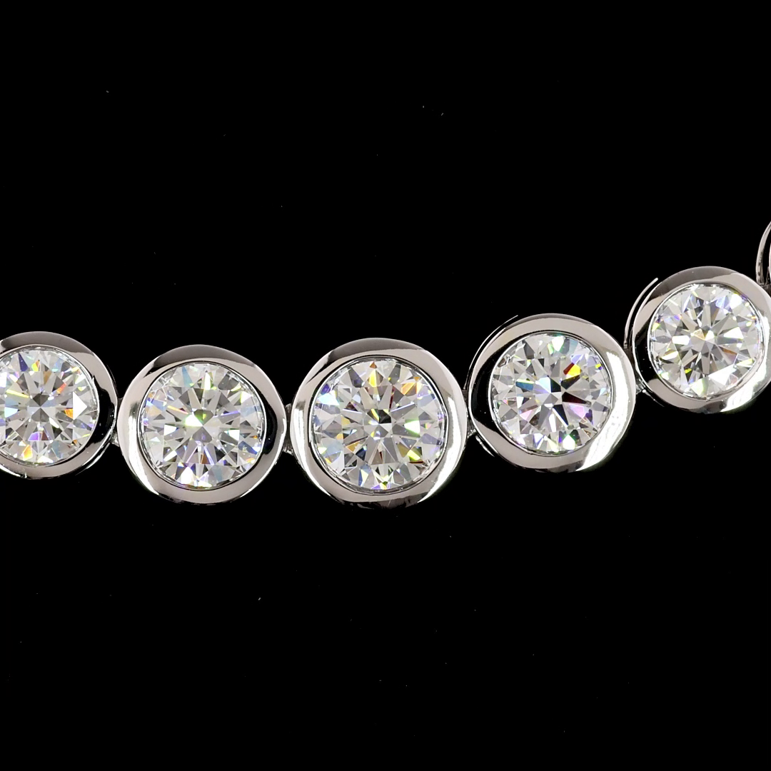 12.07 CTTW Round Lab Diamond Riviera Necklace 16" 14k White Gold E Color and VS1 Clarity jewelry-spot-usa