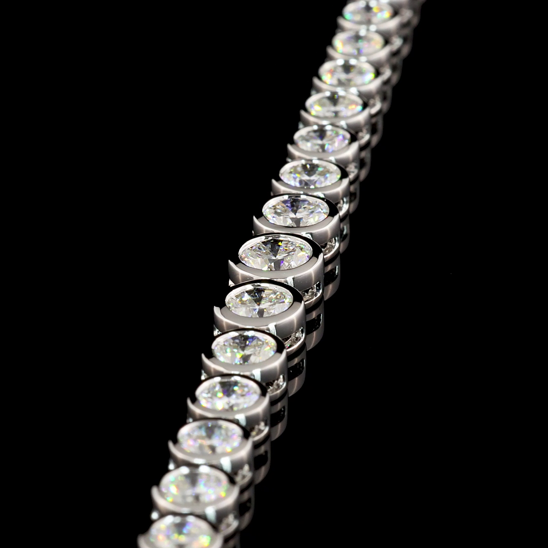 12.07 CTTW Round Lab Diamond Riviera Necklace 16" 14k White Gold E Color and VS1 Clarity jewelry-spot-usa