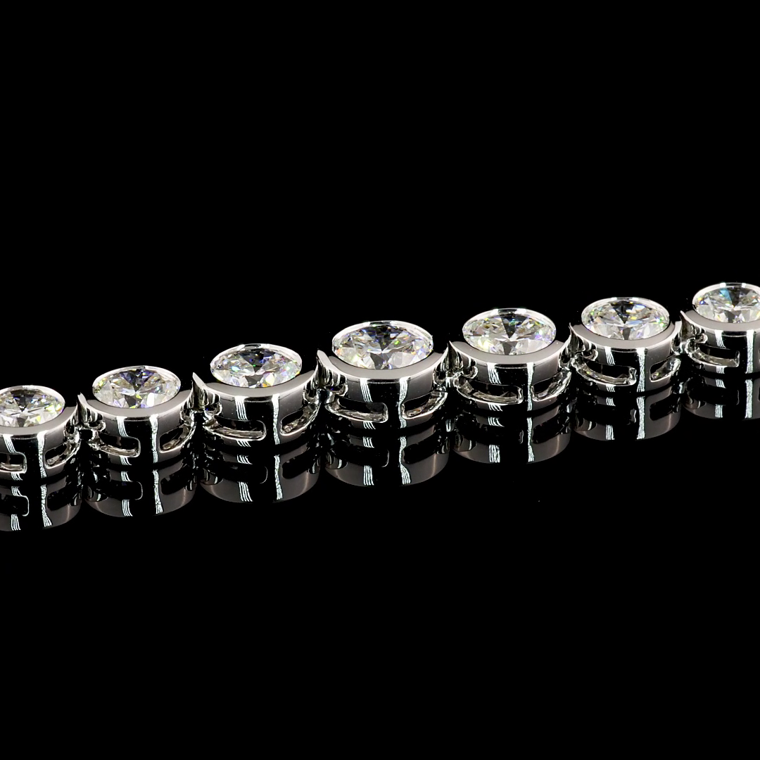 12.07 CTTW Round Lab Diamond Riviera Necklace 16" 14k White Gold E Color and VS1 Clarity jewelry-spot-usa