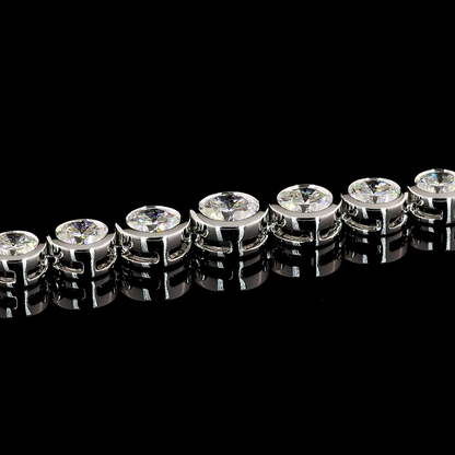 12.07 CTTW Round Lab Diamond Riviera Necklace 16" 14k White Gold E Color and VS1 Clarity jewelry-spot-usa