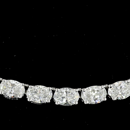 10.04 CTTW Oval Lab Diamond Tennis Necklace 16.5" 14k White Gold F Color and VS2 Clarity jewelry-spot-usa