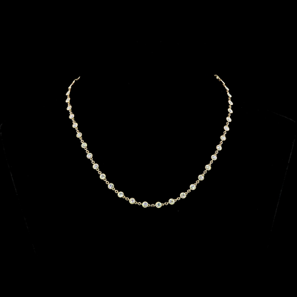 5.00 CTTW Round Lab Diamond Station Line Tennis Necklace 16" 14k Yellow Gold (E Color and VS1 Clarity)