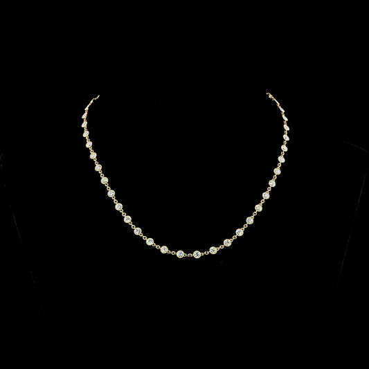 5.00 CTTW Round Lab Diamond Station Line Tennis Necklace 16" 14k Yellow Gold (E Color and VS1 Clarity)