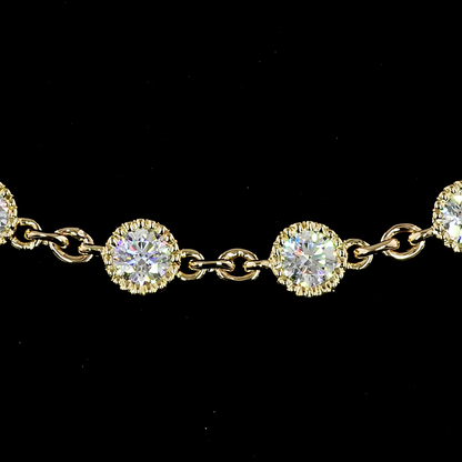 5.00 CTTW Round Lab Diamond Station Line Tennis Necklace 16" 14k Yellow Gold (E Color and VS1 Clarity)