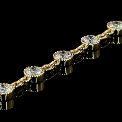 5.00 CTTW Round Lab Diamond Station Line Tennis Necklace 16" 14k Yellow Gold (E Color and VS1 Clarity)