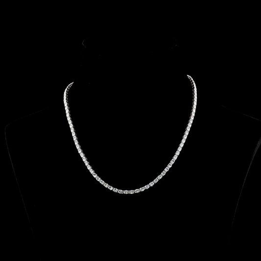 12.34 CTTW Oval Lab Diamond Tennis Necklace 16" 14k White Gold F Color and VS2 Clarity jewelry-spot-usa