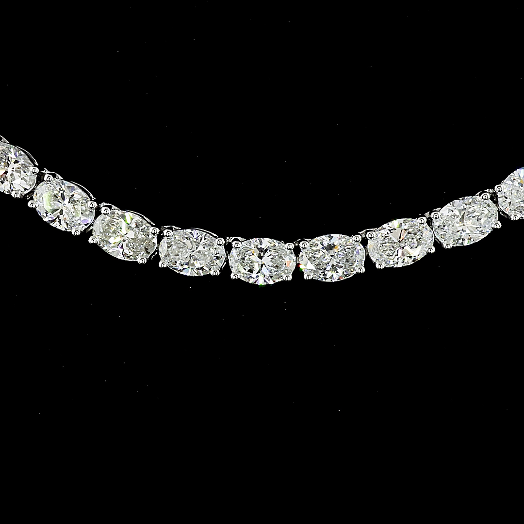 12.34 CTTW Oval Lab Diamond Tennis Necklace 16" 14k White Gold F Color and VS2 Clarity jewelry-spot-usa