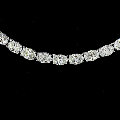 12.34 CTTW Oval Lab Diamond Tennis Necklace 16" 14k White Gold F Color and VS2 Clarity jewelry-spot-usa