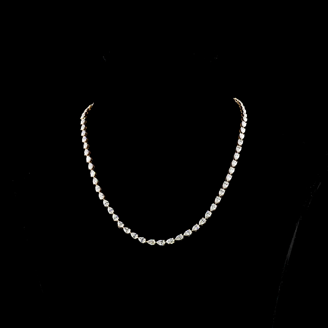 16.67 CTTW Pear Lab Grown Diamond Tennis Necklace 16.5" (E Color and VS Clarity)