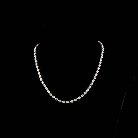 16.67 CTTW Pear Lab Grown Diamond Tennis Necklace 16.5" (E Color and VS Clarity)