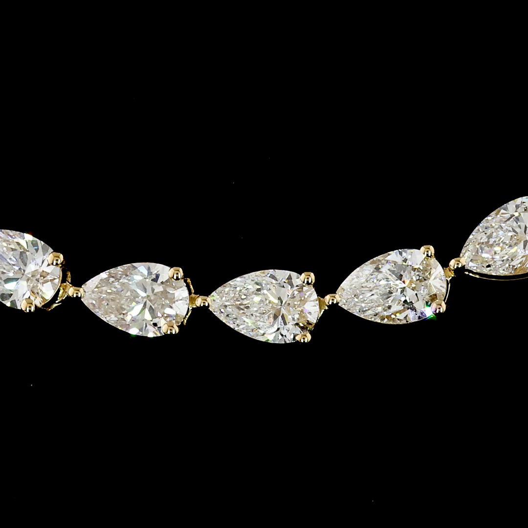16.67 CTTW Pear Lab Grown Diamond Tennis Necklace 16.5" (E Color and VS Clarity)