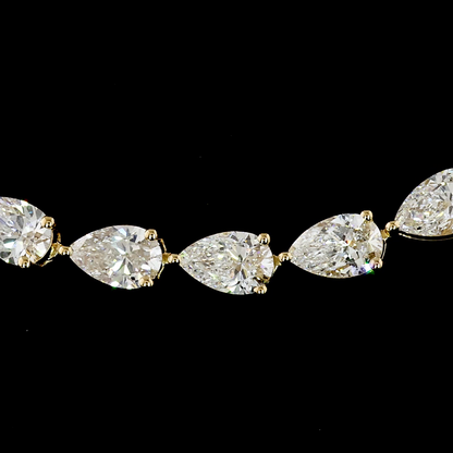 16.67 CTTW Pear Lab Grown Diamond Tennis Necklace 16.5" (E Color and VS Clarity)