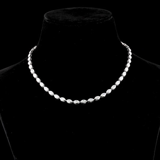 10.07 CTTW Marquise Lab Diamond Tennis Necklace 16" 18k White Gold F Color and VS2 Clarity jewelry-spot-usa