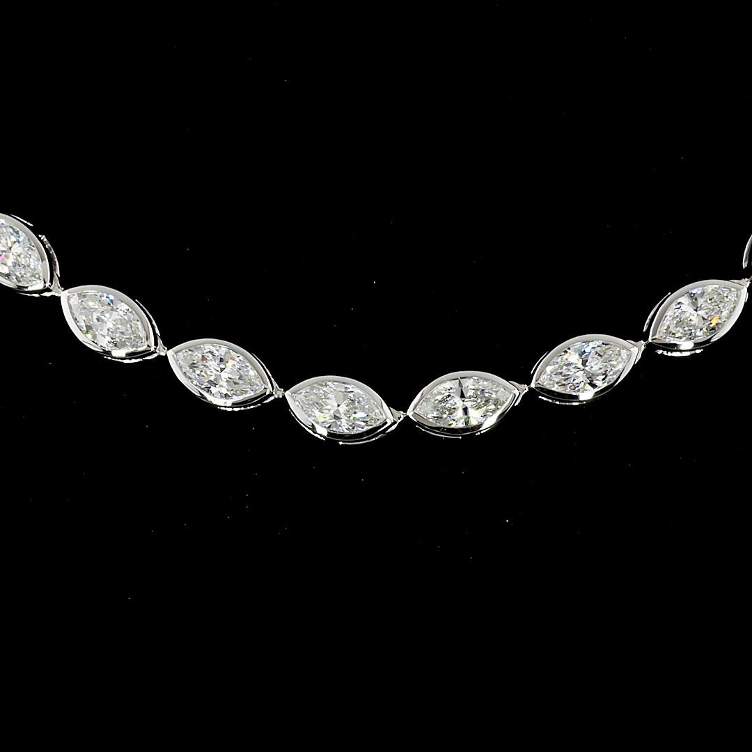 10.07 CTTW Marquise Lab Diamond Tennis Necklace 16" 18k White Gold F Color and VS2 Clarity jewelry-spot-usa