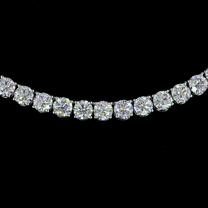 14.13 CTTW Round Lab Diamond Tennis Necklace 16.5" 14k White Gold (E Color and VS Clarity)