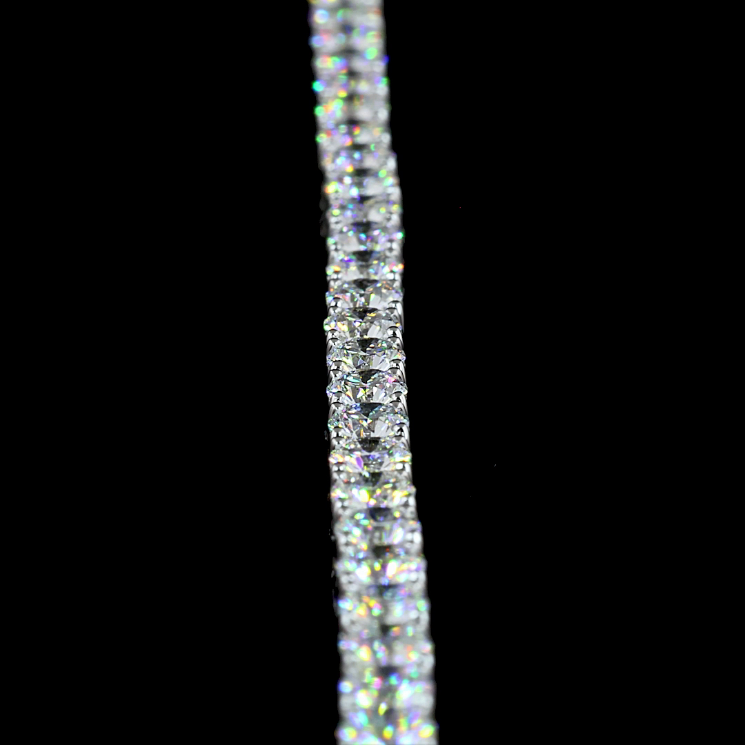 14.13 CTTW Round Lab Diamond Tennis Necklace 16.5" 14k White Gold (E Color and VS Clarity)