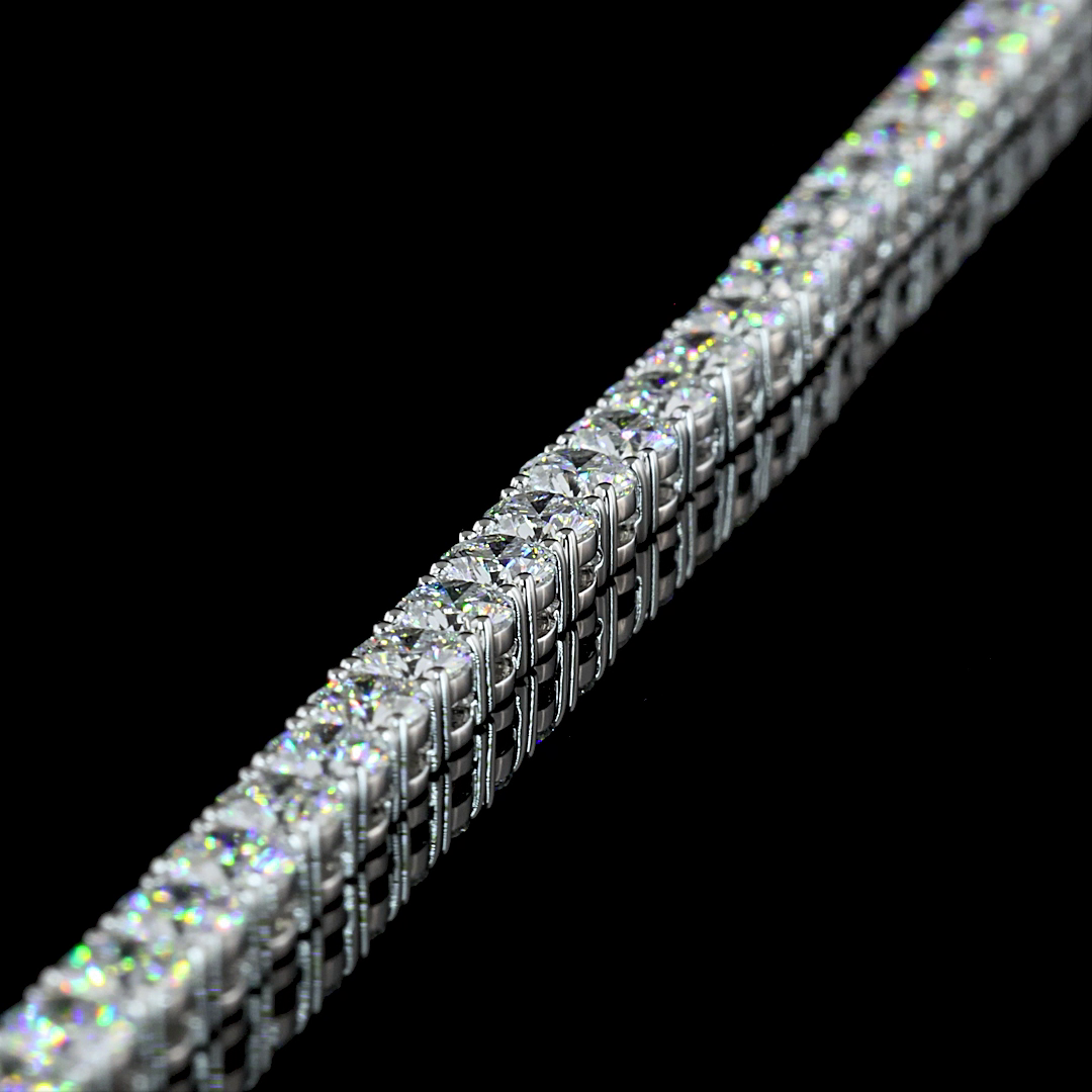14.13 CTTW Round Lab Diamond Tennis Necklace 16.5" 14k White Gold (E Color and VS Clarity)