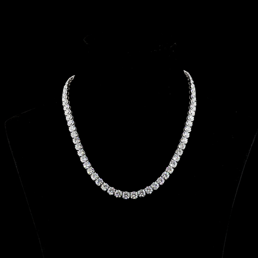 41.47 CTTW Round Lab Diamond Tennis Necklace 16.5" 14k White Gold E Color and VS Clarity jewelry-spot-usa