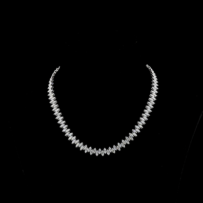 24.70 CTTW Marquise Lab Diamond Tennis Necklace 16" 14k White Gold E Color and VS Clarity jewelry-spot-usa