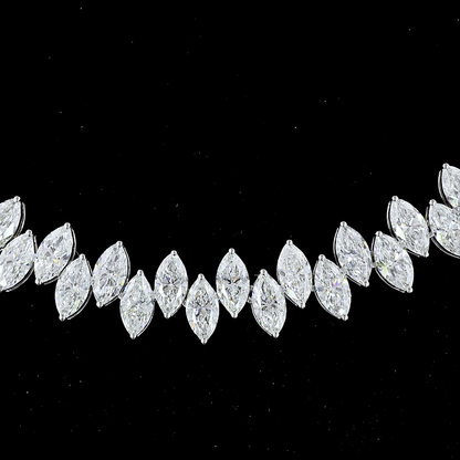 24.70 CTTW Marquise Lab Diamond Tennis Necklace 16" 14k White Gold E Color and VS Clarity jewelry-spot-usa